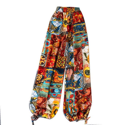 Bohemian Retro Ethnic Print Wide-Leg Pants