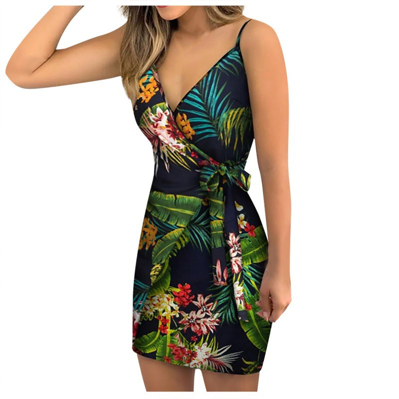 New Summer Sleeveless Sling Print Dress