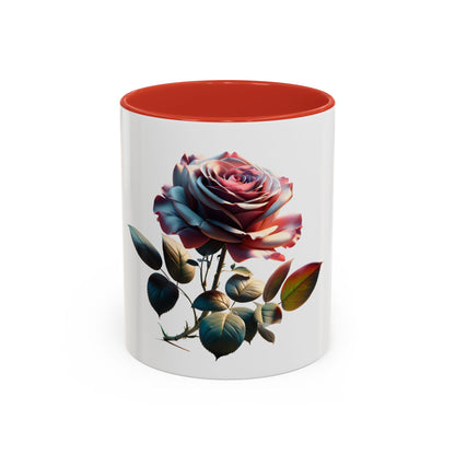 Elegant Rose Accent Coffee Mug - Floral Gift for Tea Lovers, Home Decor, Mother's Day, Valentine's Day, Office Supplies