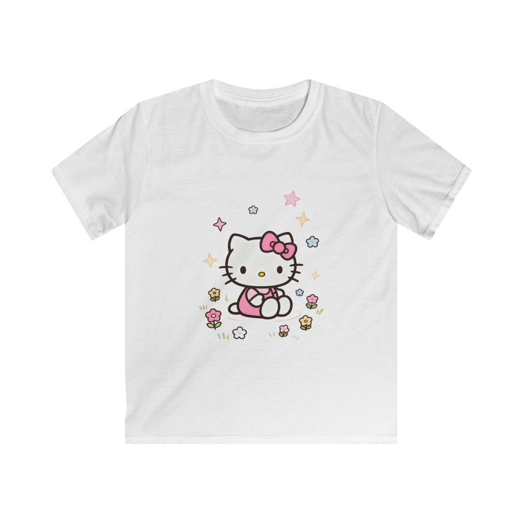 Hello Kitty Kids T-Shirt — Cute Pink Bow Cat Floral Tee for Toddlers