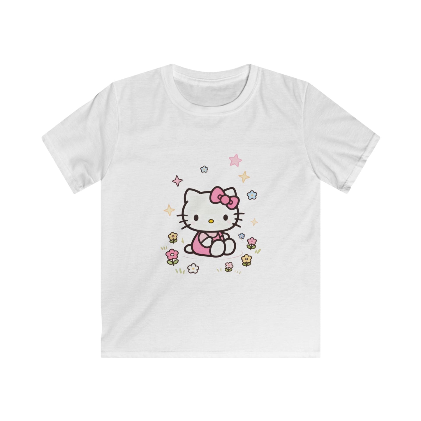 Hello Kitty Kids T-Shirt — Cute Pink Bow Cat Floral Tee for Toddlers