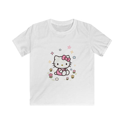 Hello Kitty Kids T-Shirt — Cute Pink Bow Cat Floral Tee for Toddlers