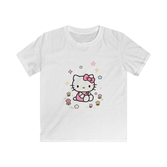Hello Kitty Kids T-Shirt — Cute Pink Bow Cat Floral Tee for Toddlers