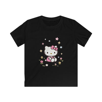 Hello Kitty Kids T-Shirt — Cute Pink Bow Cat Floral Tee for Toddlers