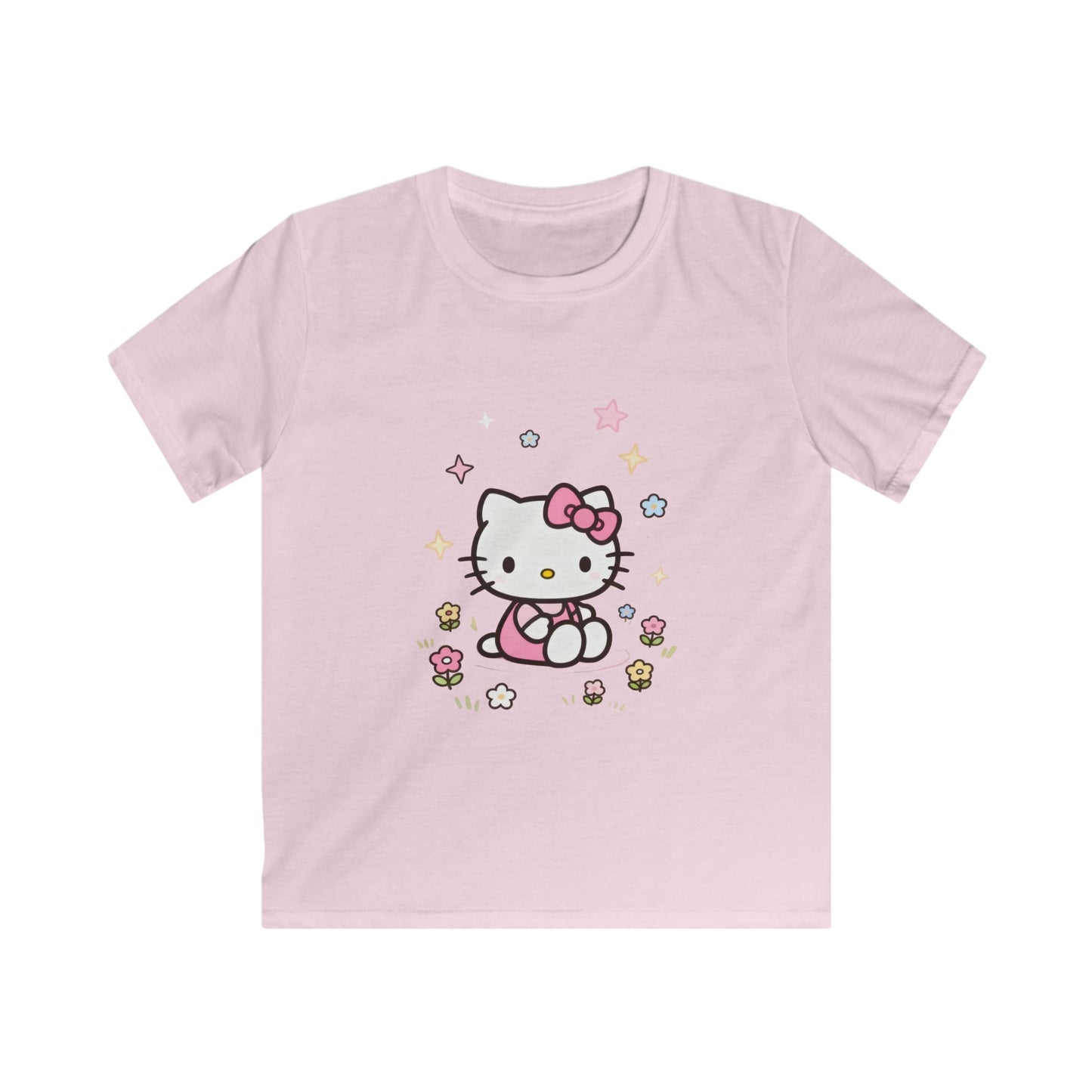 Hello Kitty Kids T-Shirt — Cute Pink Bow Cat Floral Tee for Toddlers