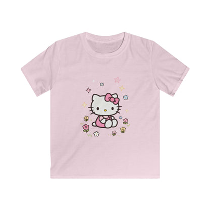 Hello Kitty Kids T-Shirt — Cute Pink Bow Cat Floral Tee for Toddlers