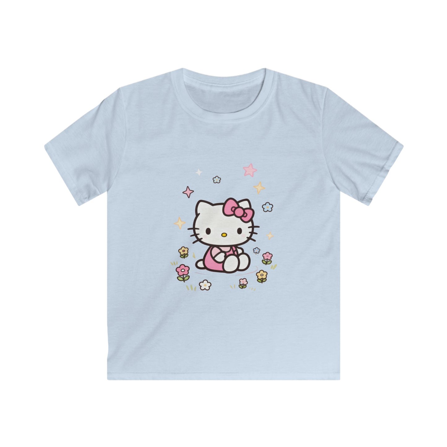 Hello Kitty Kids T-Shirt — Cute Pink Bow Cat Floral Tee for Toddlers
