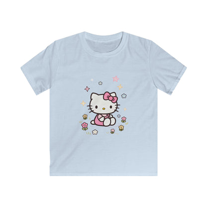 Hello Kitty Kids T-Shirt — Cute Pink Bow Cat Floral Tee for Toddlers