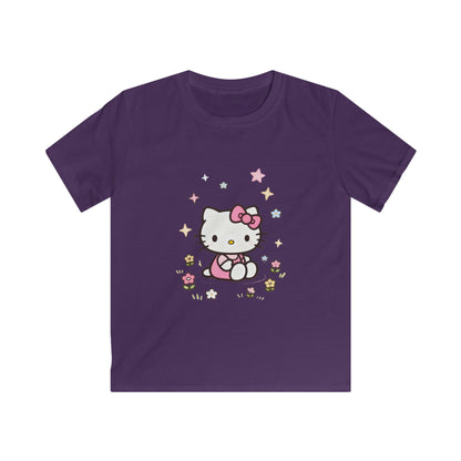 Hello Kitty Kids T-Shirt — Cute Pink Bow Cat Floral Tee for Toddlers