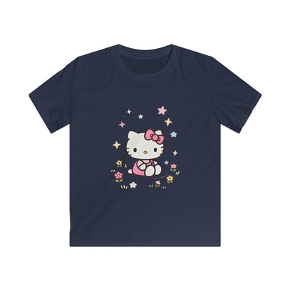 Hello Kitty Kids T-Shirt — Cute Pink Bow Cat Floral Tee for Toddlers