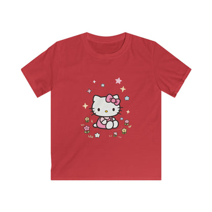 Hello Kitty Kids T-Shirt — Cute Pink Bow Cat Floral Tee for Toddlers