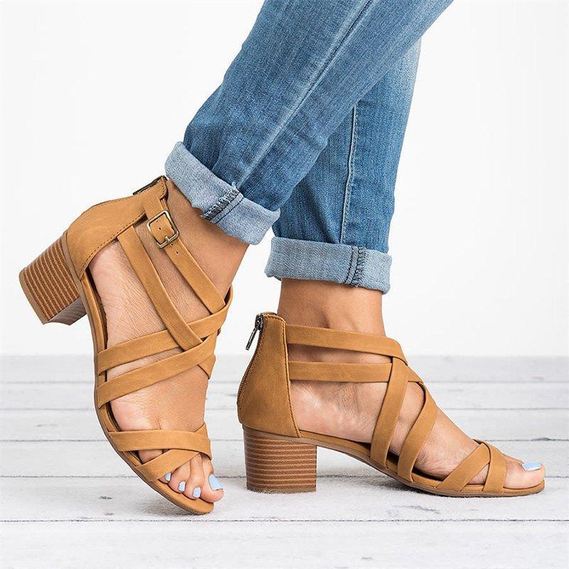 Oversized cross strap sandals