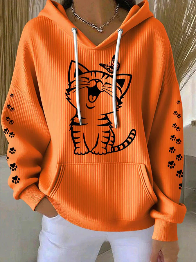 Women's Printed Casual Waffle Hoodie