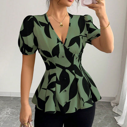 Summer Womens Printed Shirts From Europe And America