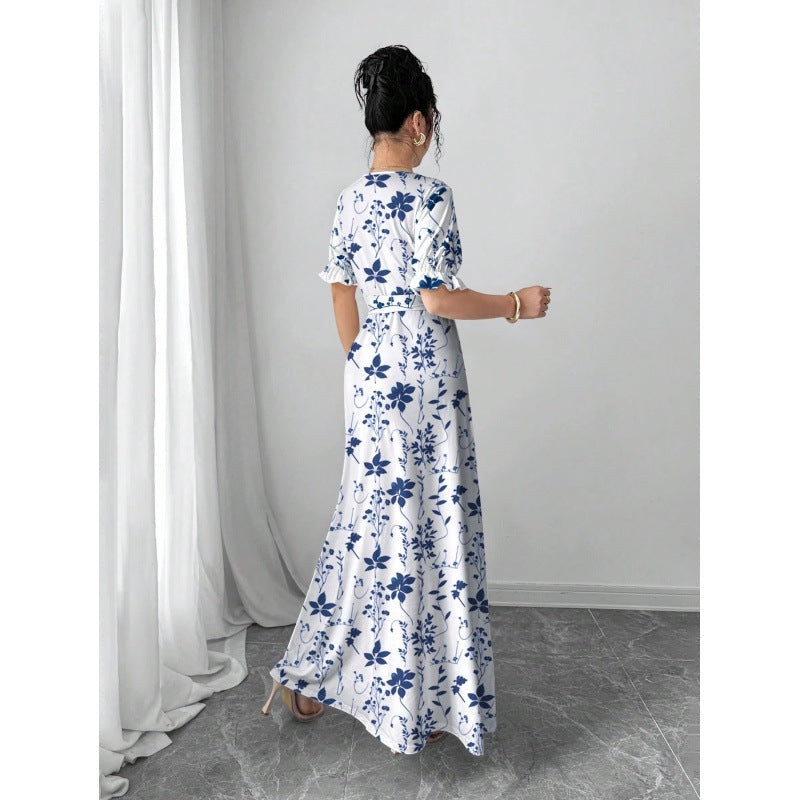 Summer Fashion Short-Sleeve Printed Dress