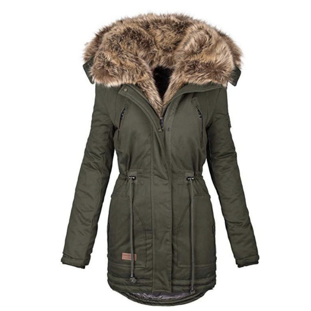 Winter warm fur collar women