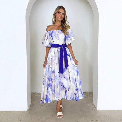 Sleeve Printed Large Swing Dress