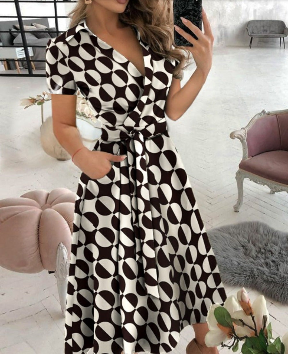 Fashion Long Sleeve V-neck Dress