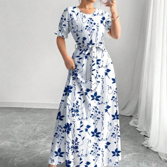 Summer Fashion Short-Sleeve Printed Dress
