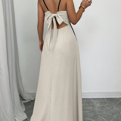 Women's Spaghetti-Strap Backless Colorblock Slip Dress