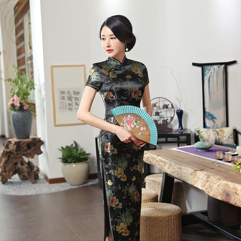 Chrysanthemum long cheongsam skirt