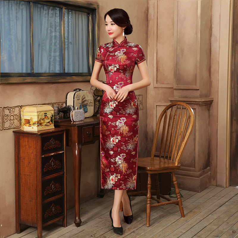 Chrysanthemum long cheongsam skirt