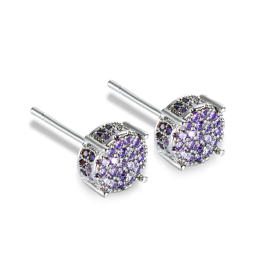 Four-claw Round Zircon Micro-inlaid Full Diamond Starry Earrings Fashion Ornament