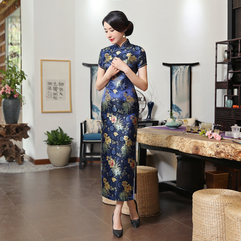 Chrysanthemum long cheongsam skirt