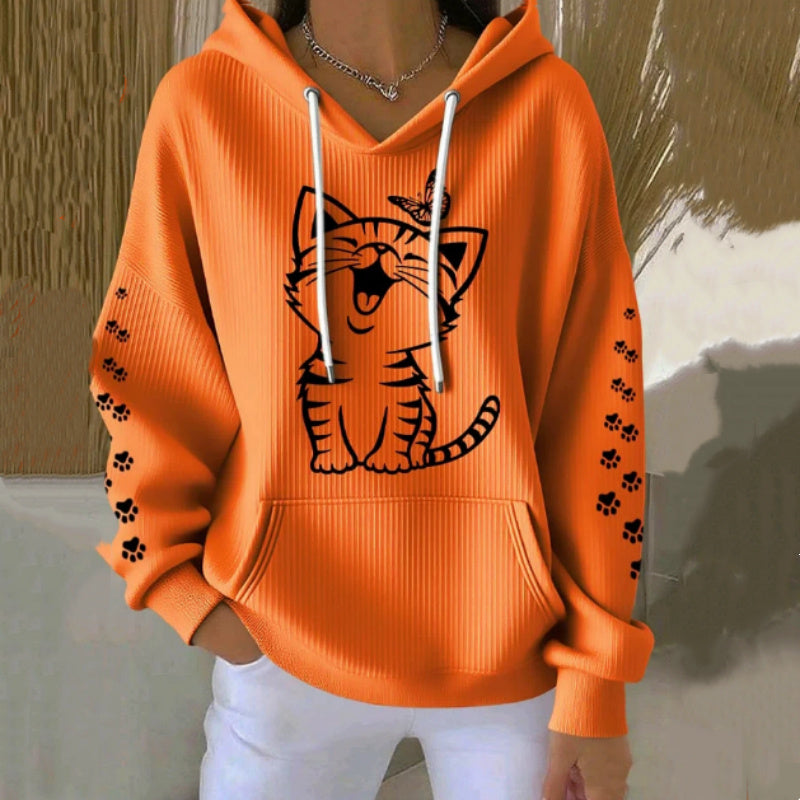 Women's Printed Casual Waffle Hoodie