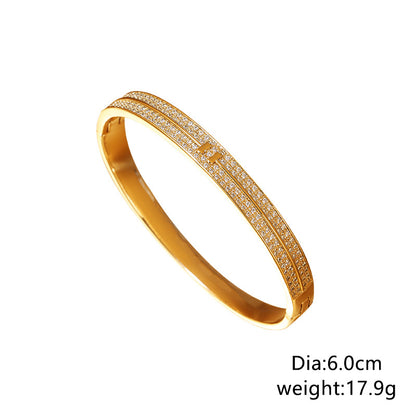 Gold Plated Inlaid Zirconium Bracelet Simple Personality Hands