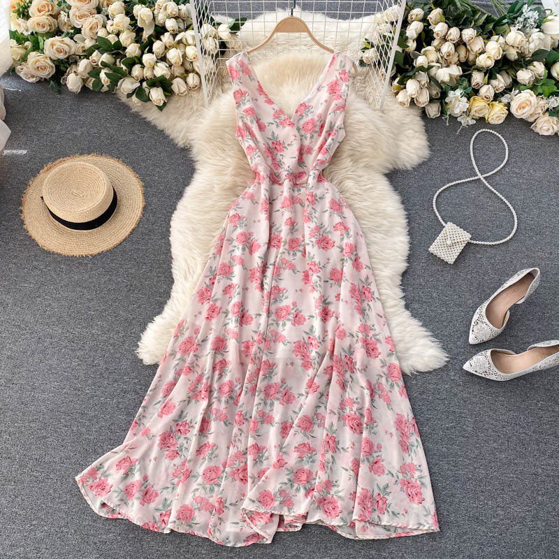 Long Chiffon Floral Summer Dress