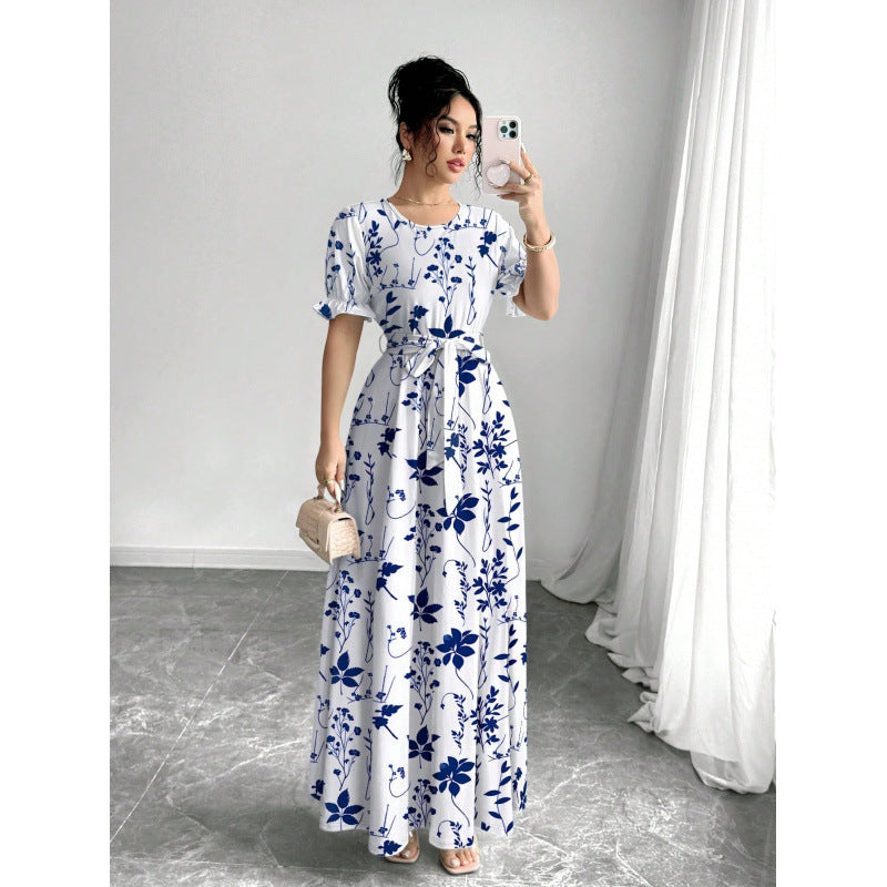 Summer Fashion Short-Sleeve Printed Dress