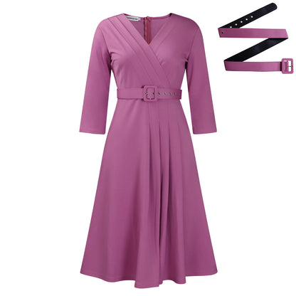 V-neck Fashion Elegant Pleated Elastic Elegant Dress