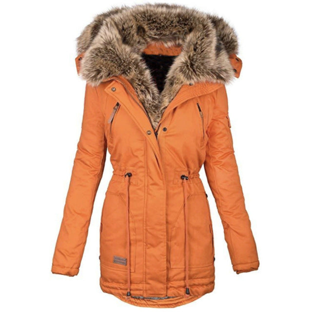 Winter warm fur collar women