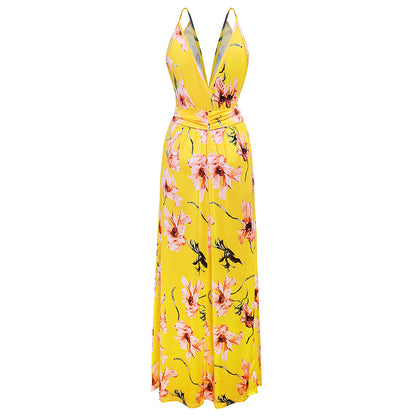 Strap print beach dress