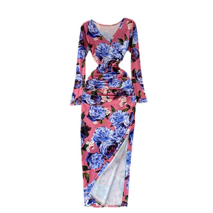 Elegant V-Neck Dress Print