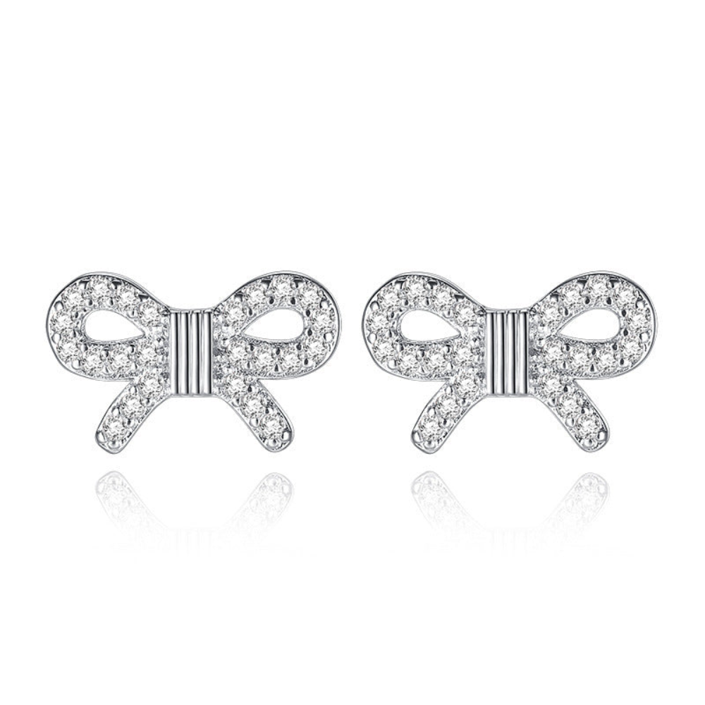 Women's Fashion Zircon Ice Crystal Bow Stud Earrings