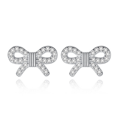 Women's Fashion Zircon Ice Crystal Bow Stud Earrings