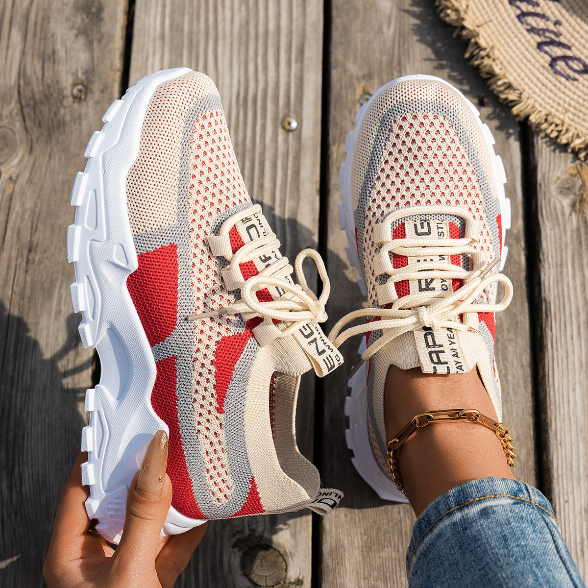 Women's Breathable Lace-up Sneakers Walking Running Casual Shoes