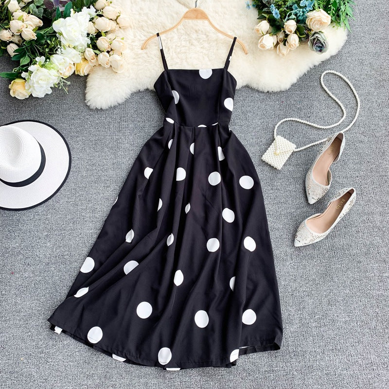 Vintage Polka Summer Dress With Straps