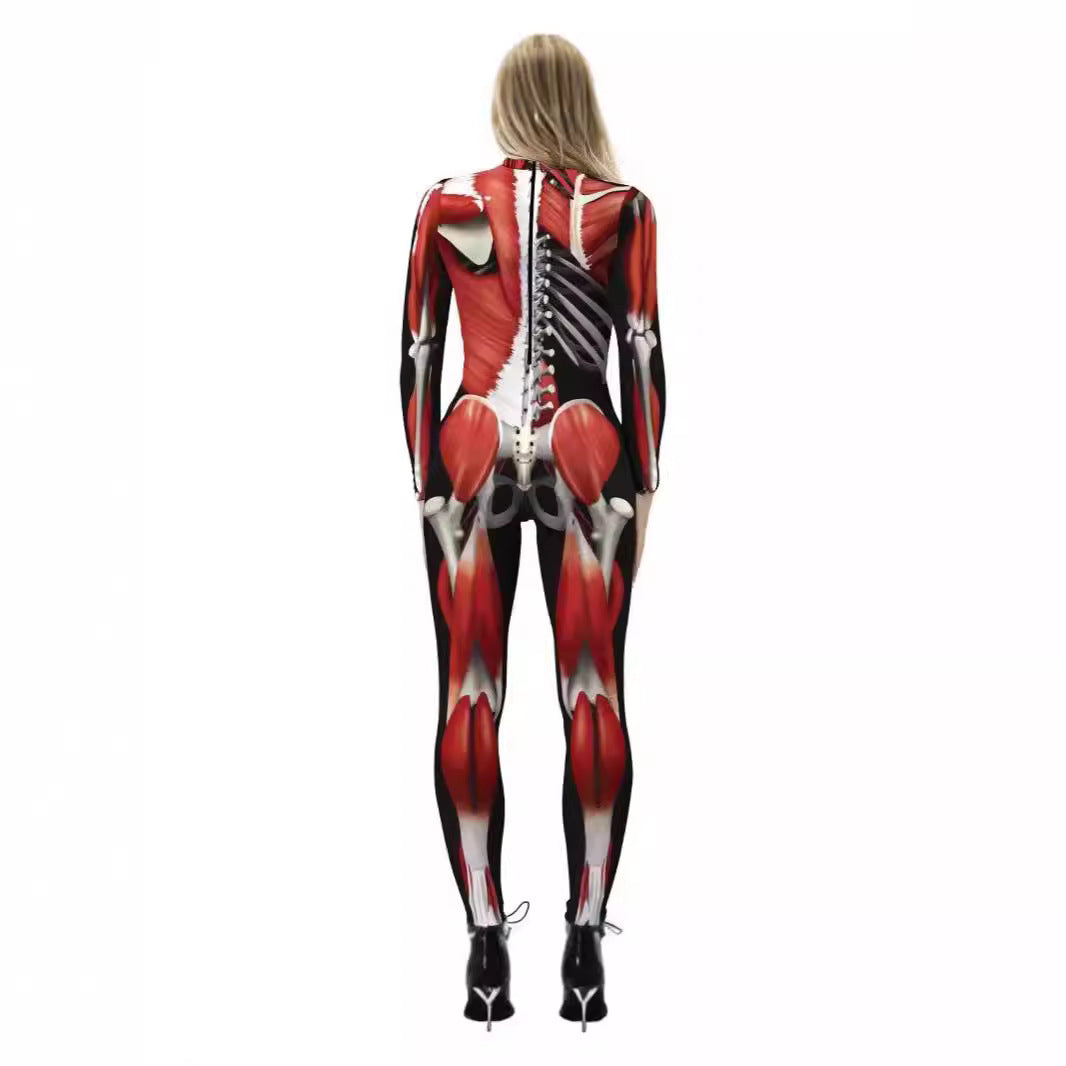 Halloween Peculiar Muscle Bone Masquerade Party Men And Women Skeleton 3D Printing