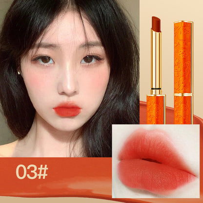 Orange Small Tube Lipstick Suit Matte Non Fading Makeup