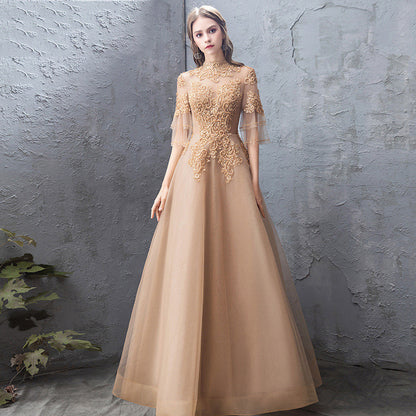 Evening Dress Female Golden dress