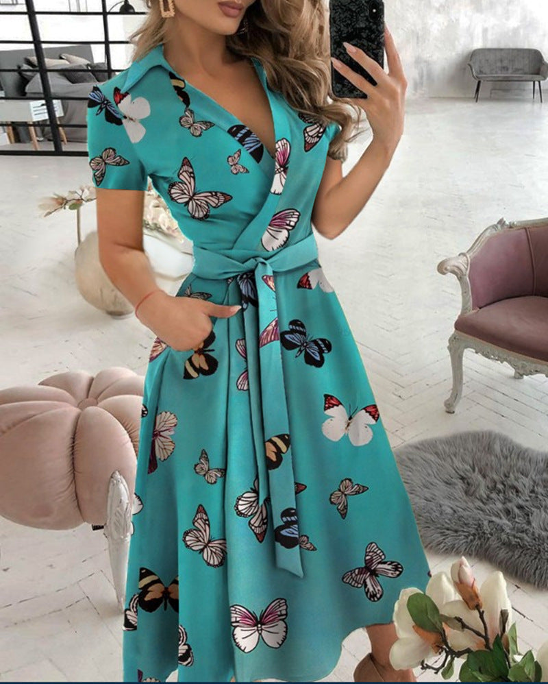 Fashion Long Sleeve V-neck Dress