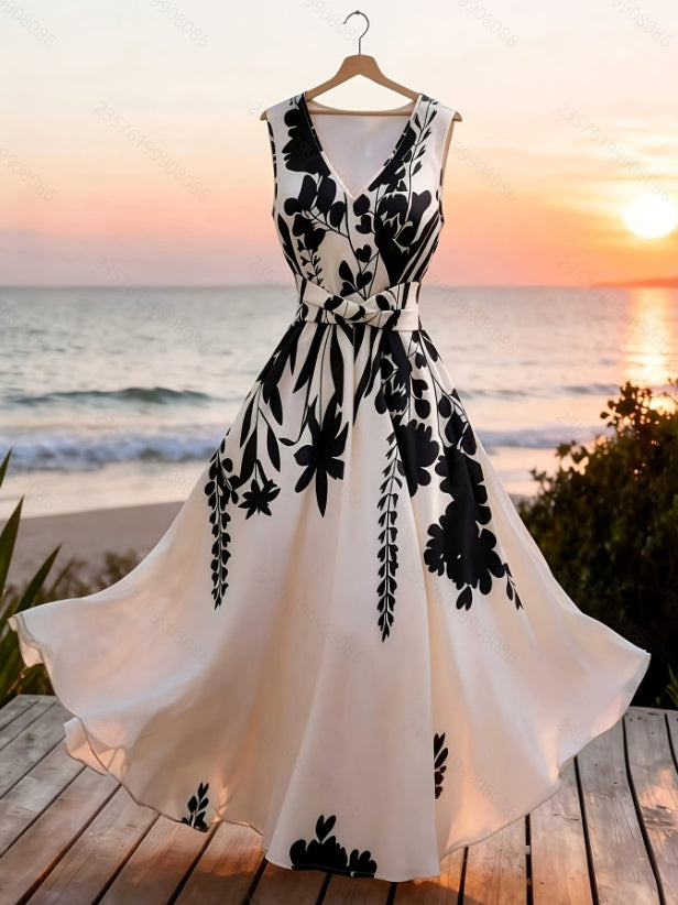 Elegant Printed Midi Dress for Women