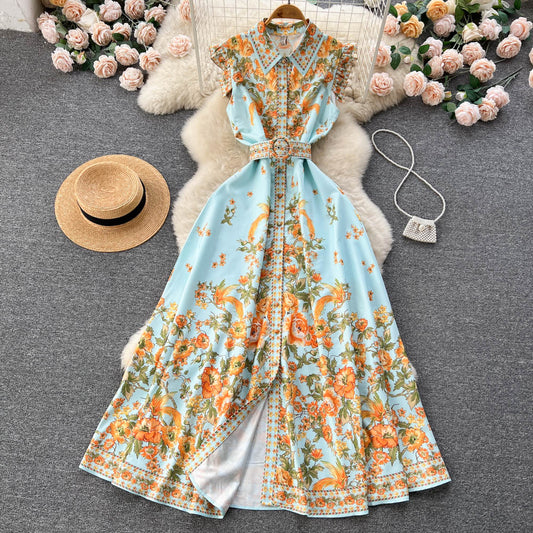 Women's Short-sleeved Chiffon Printed Dress