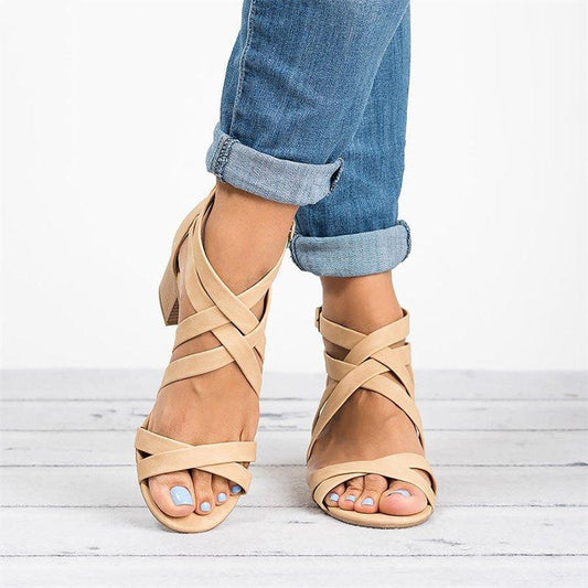 Oversized cross strap sandals