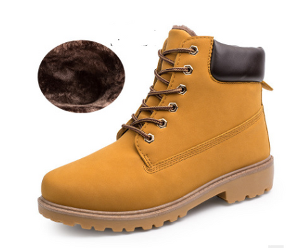 Winter British warm Martin boots men's solid color plus velvet thick outdoor work boots boots