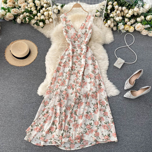 Long Chiffon Floral Summer Dress