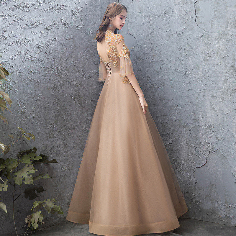 Evening Dress Female Golden dress